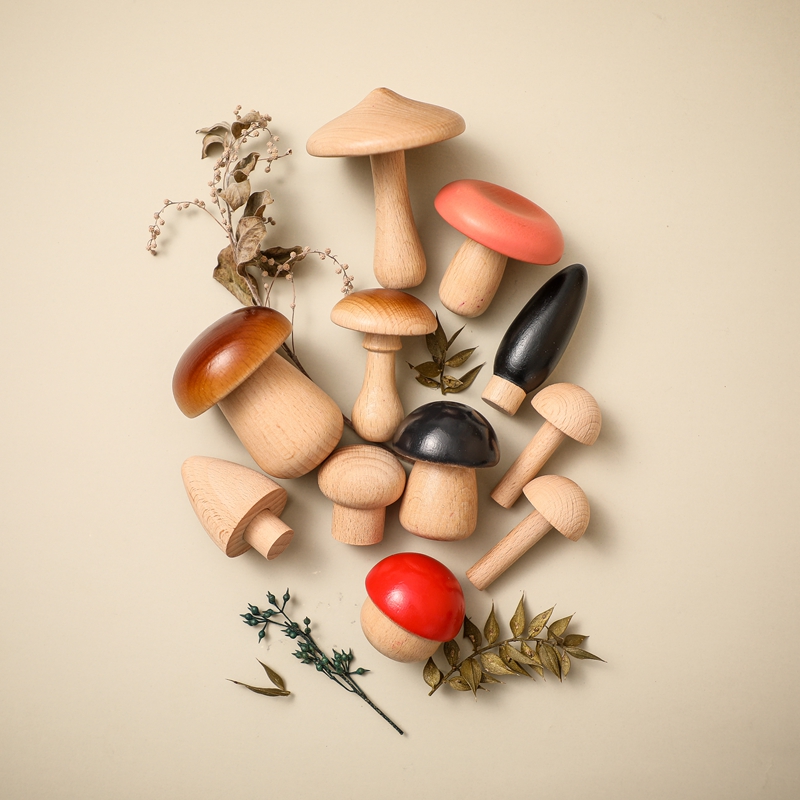 Mushroom Shape Wooden Blocks For Children Educational