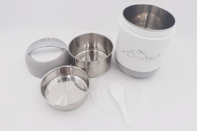 1.4L Factory direct sales stainless steel lunch bento box with spoon double lid vacuum food box