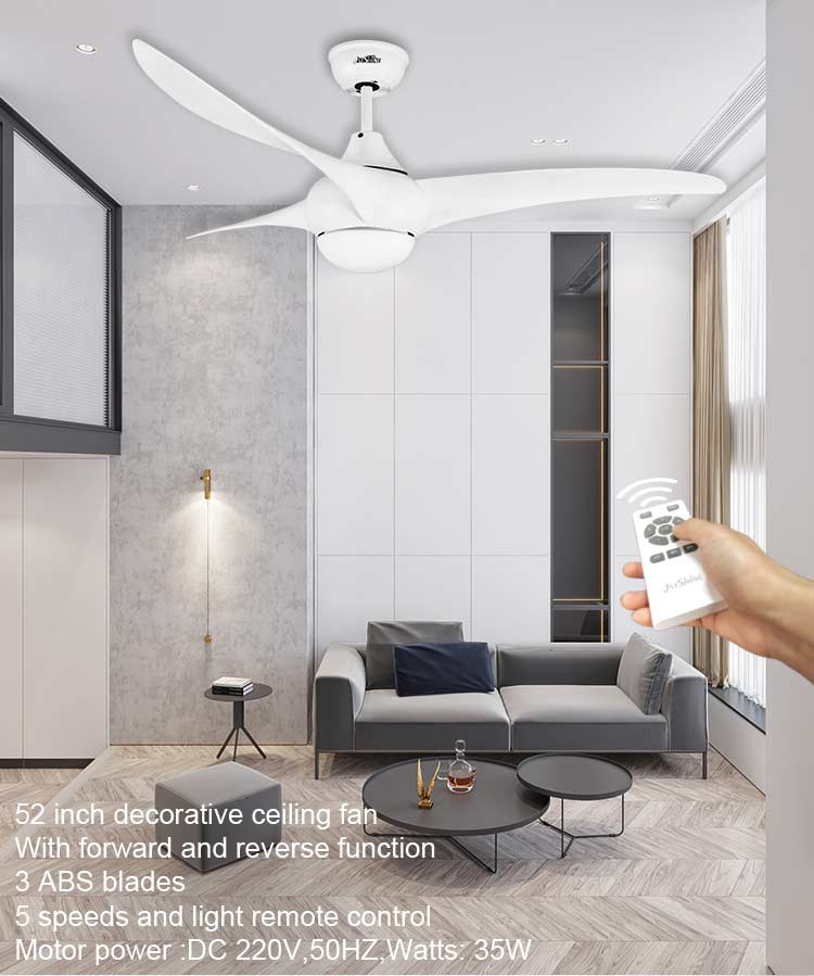 52'' 3 Blade Bladeless Energy Saving Consumption LED Ceiling Fan and Lighting Solution
