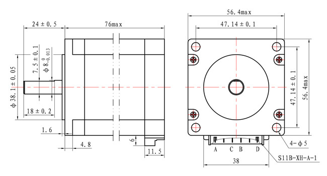 57x57x76mm 2 Phase High Torque 2.2N.m 3.0A NEMA 23 Hybrid Stepper Motor for CMM Robot