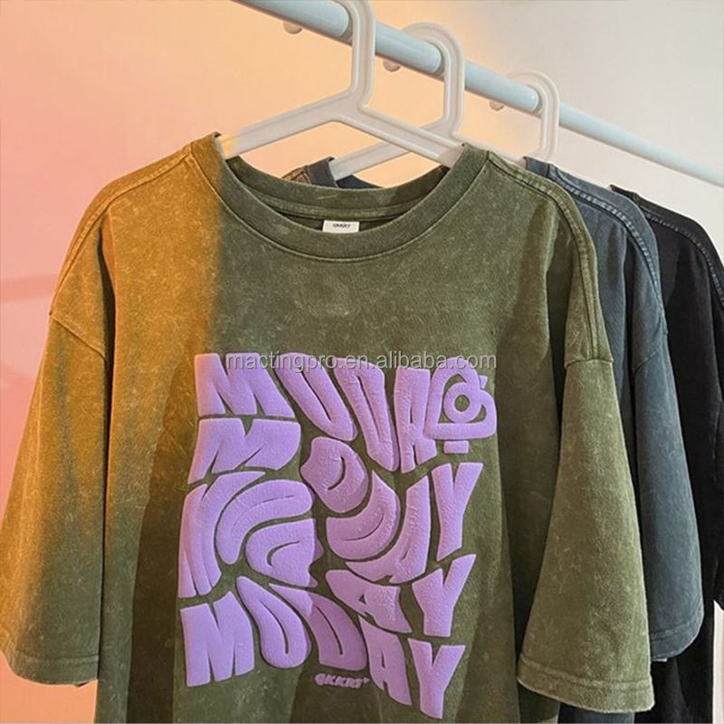 Boxy Fit Vintage Acid Wash Distressed Oversized Drop Shoulder T Shirt S-5XL or Custom