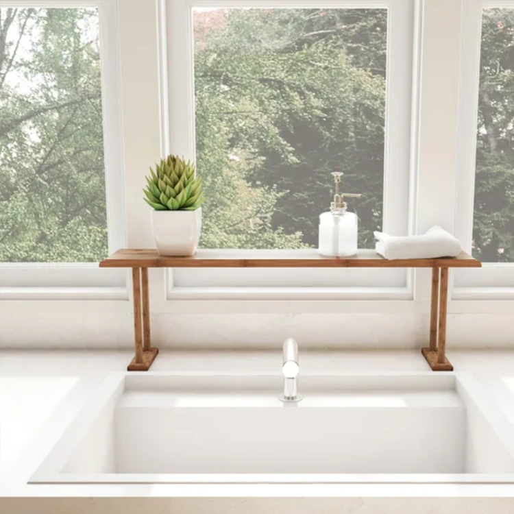 Multi Function Dish Drying Rack Over Wood Kitchen Sink Shelf Organizer for Sustainable