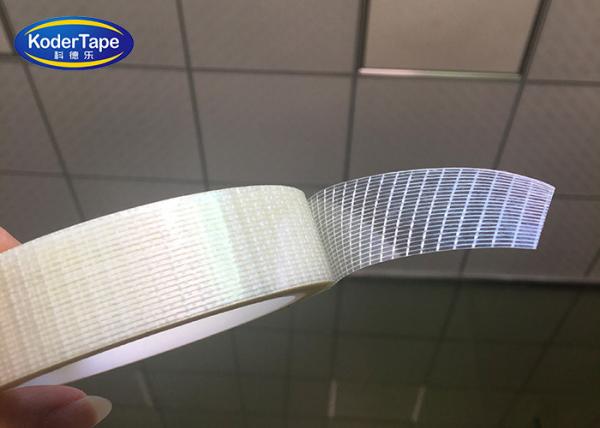PET Fiberglass Mesh Filament Tape Double Sided Adhesive For Carpet