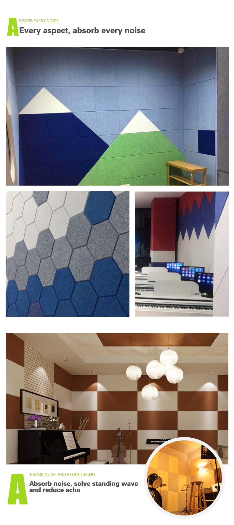 High Frequency Sound Absorption Acoustic Pet Panel For Customized Shape Wall