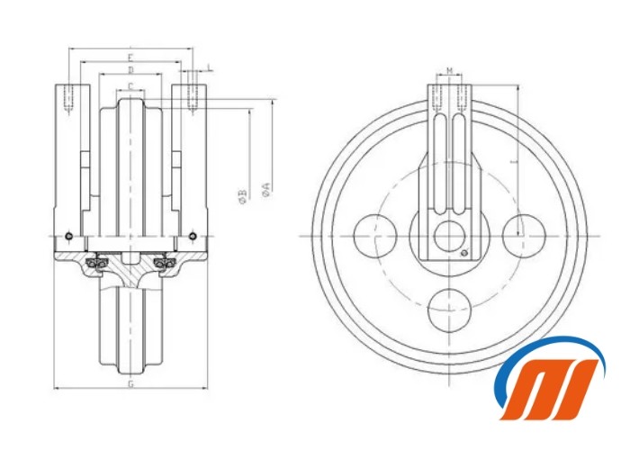 EX400 Excavator Undercarriage Parts Track Guide Wheel Front Idler Assembly