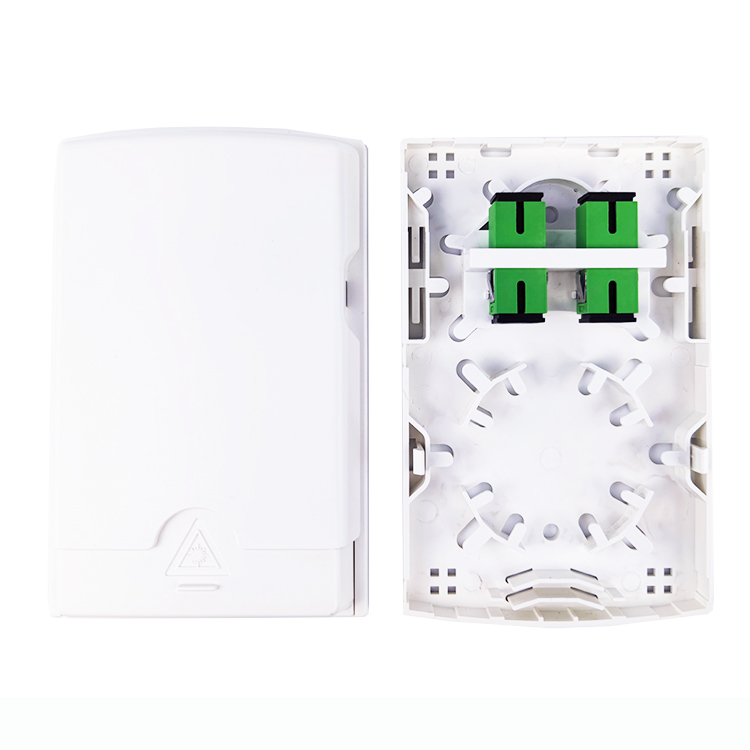 Plastic Fiber Optic Faceplate Socket Panel for FTTH and Installation in White 2 Cores