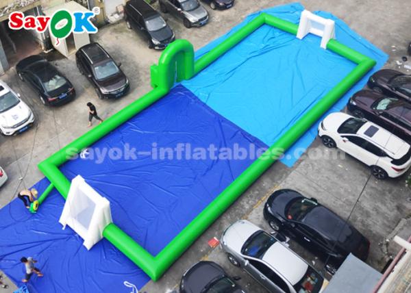 Inflatable Football Game Green Color PVC Commercial Inflatable Soccer Field 20