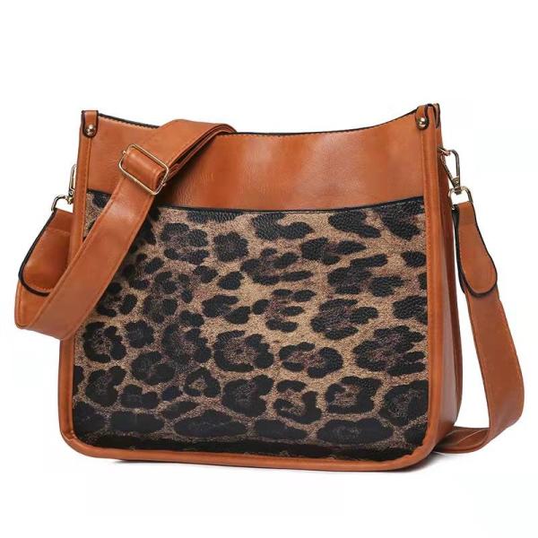 High Quality Adjustable Long Leopard Strap Vegan Leather Crossbody Messenger