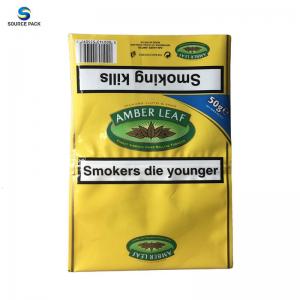 China Yellow Loose Leaf Tobacco Packaging Pouch Plastic Ziplock Cigarette Bag wholesale