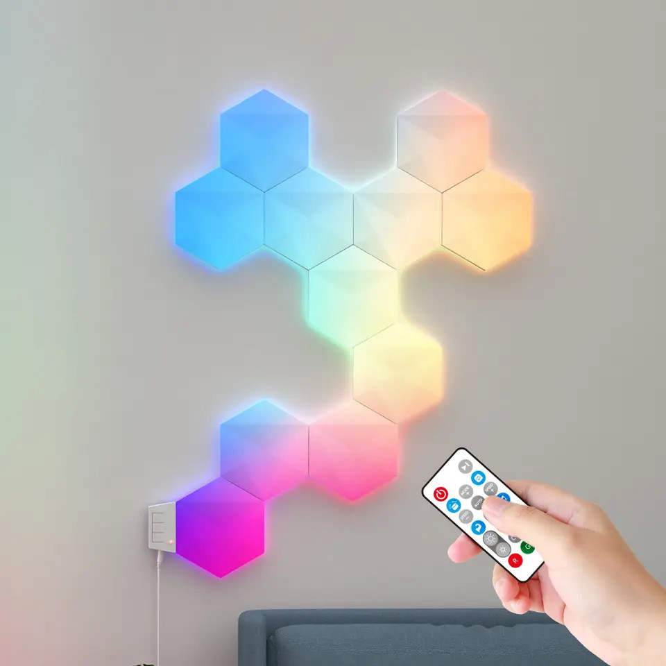 RGBIC 16.7 Million Smart Hexagon Light Adjustable Brightness 24V Voltage 25000 Hours Led Lifespan