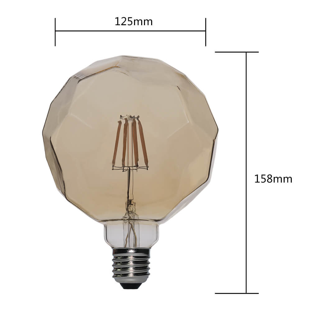 IP20 125mm Vintage E27 8W LED Filament Bulb Dimmable