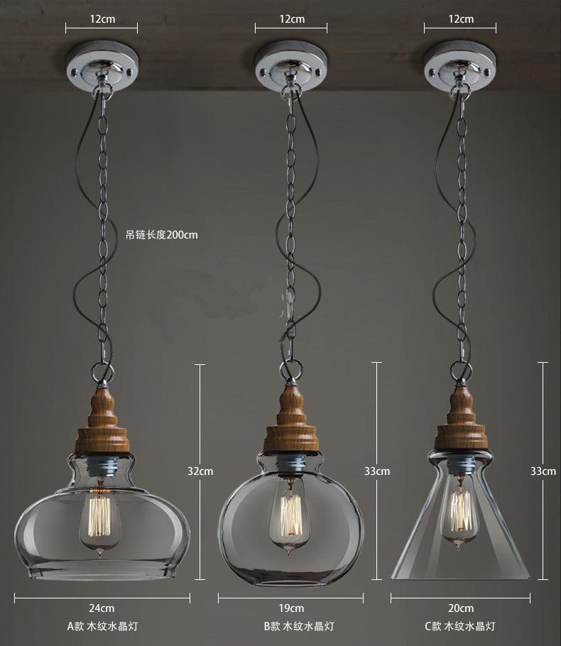 Industrial Glass Ball Pendant Lights Farmhouse Kitchen Dining room Lighting (WH-GP-29)