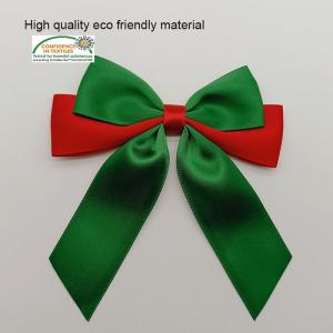 China Wholesale Red and green Christmas Customized Self adhesive Pre tie Satin Ribbon Bows wholesale