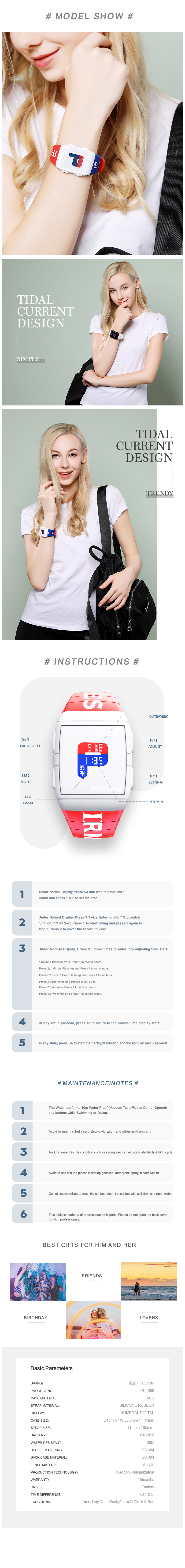 Digital Bracelet Watch Led Display Smart Watch Waterproof Sport Watch Fashion Design