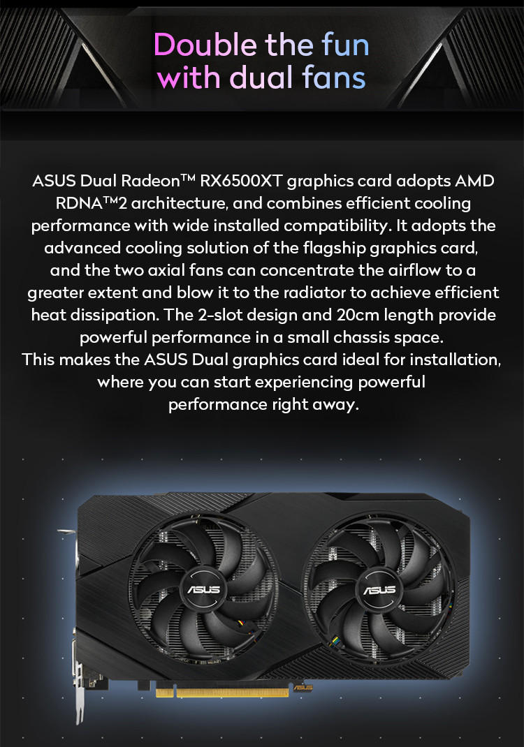 64bit Desktop Computer Game Graphics Card ASUS TUF-RX6500XT-O4G-GAMING GDDR6
