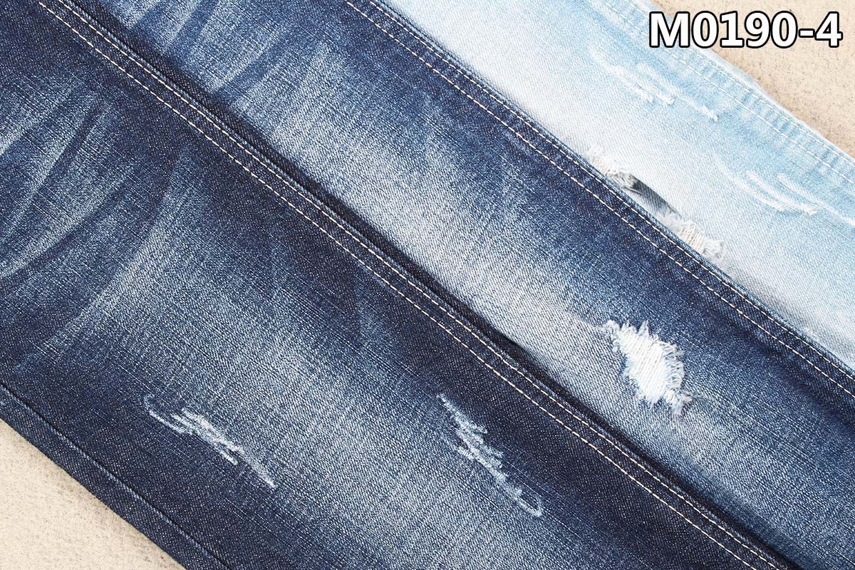 GOTS Dark Blue Cotton Spandex Denim Fabric With Cross Hatch Slub 150 Width