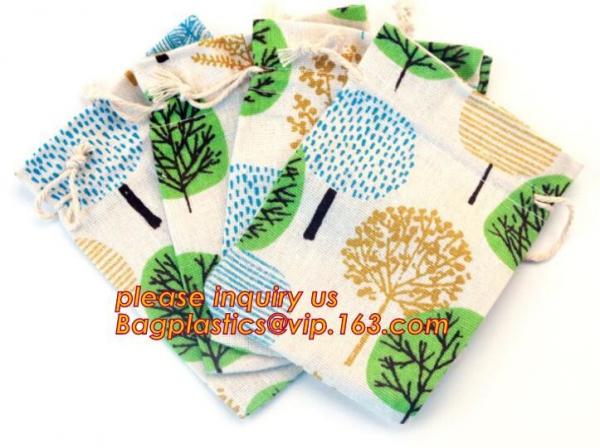 organic Zero Waste Eco-Friendly Natural & Healthy Organic Cotton Drawstring Net Bag for Grocery Shopping Storage Set