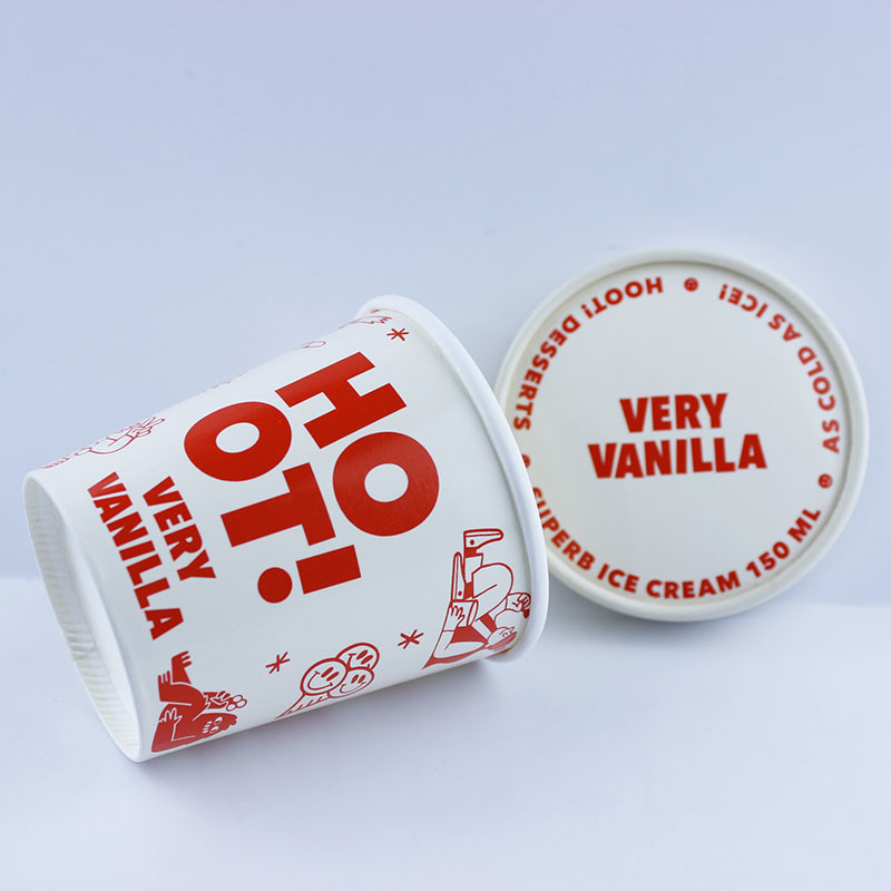 PE Coated Ice Cream Paper Cup With Lid 6 Oz 175ml Custom Printed Disposable