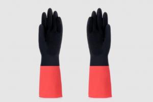 China Dishwashing Latex Household Glove Solvent Resistance Flocked Lining Natural Latex Glove wholesale
