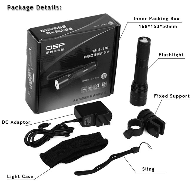 IP67 300Lm Super Bright Led Flashlight 3W Flame Proof Torch Light