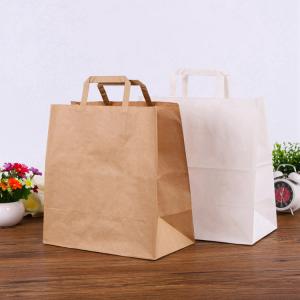 China Custom Printed Kraft Paper Bags Environmentally Friendly Flat Hand Rope wholesale
