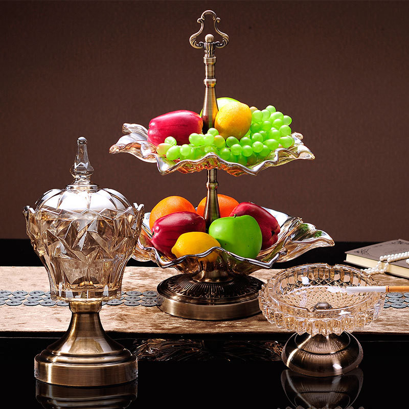 Luxury Decorative Handmade Bronze Glass Fruit Bowl