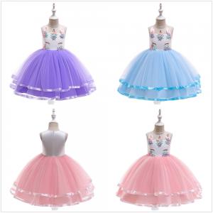China Girl Formal Prom Sleeveless Tutu Ball Gown with 3D Flower Embroidery wholesale