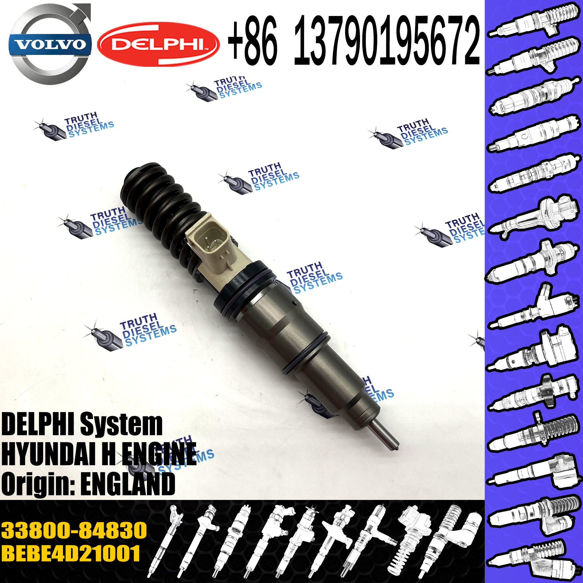 New Diesel Fuel Injector 33800-84830 for VOL HYUNDAI 3380084830 BEBE4D21001 33800-84830 E3-E3.18