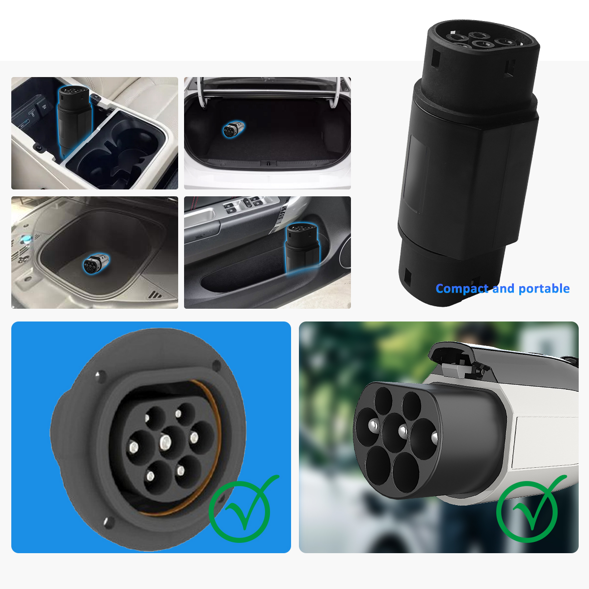 16A Electric Car Charging Connector Outlet Plug Outlet Adapter for 220V Type2 EV Charging Retrofit/Upgrade Performance