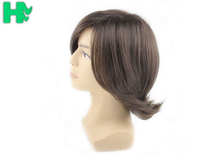 Mens Short Hair Wig Machine Made Tangle Free , Mens Wigs Human Hair