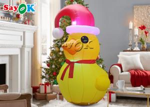 China Led Christmas Yellow Duck With Red Hat SGS Inflatable Cartoon Characters on sale
