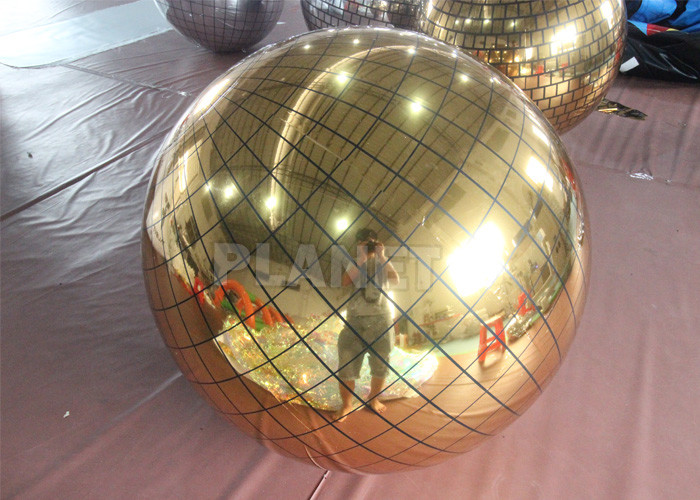 Gold Disco Mirror Ball Advertising Inflatable Mirror Balloon Reflective Inflatable Disco Sphere For Party