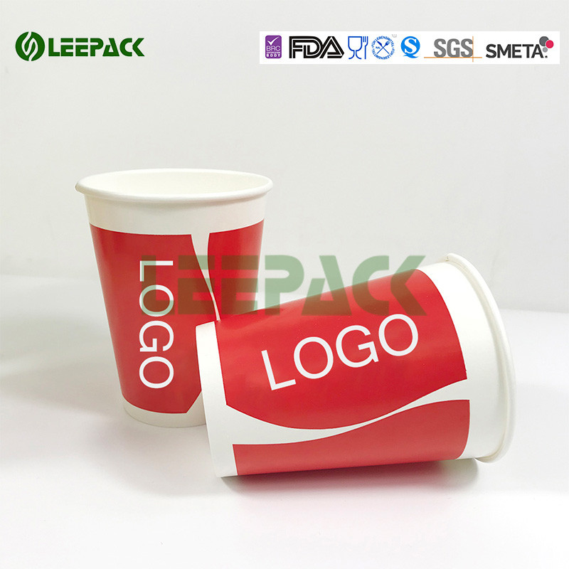 Eco friendly Cold Paper Cups With Plastic Straw And Lid , Large Medium Small Size
