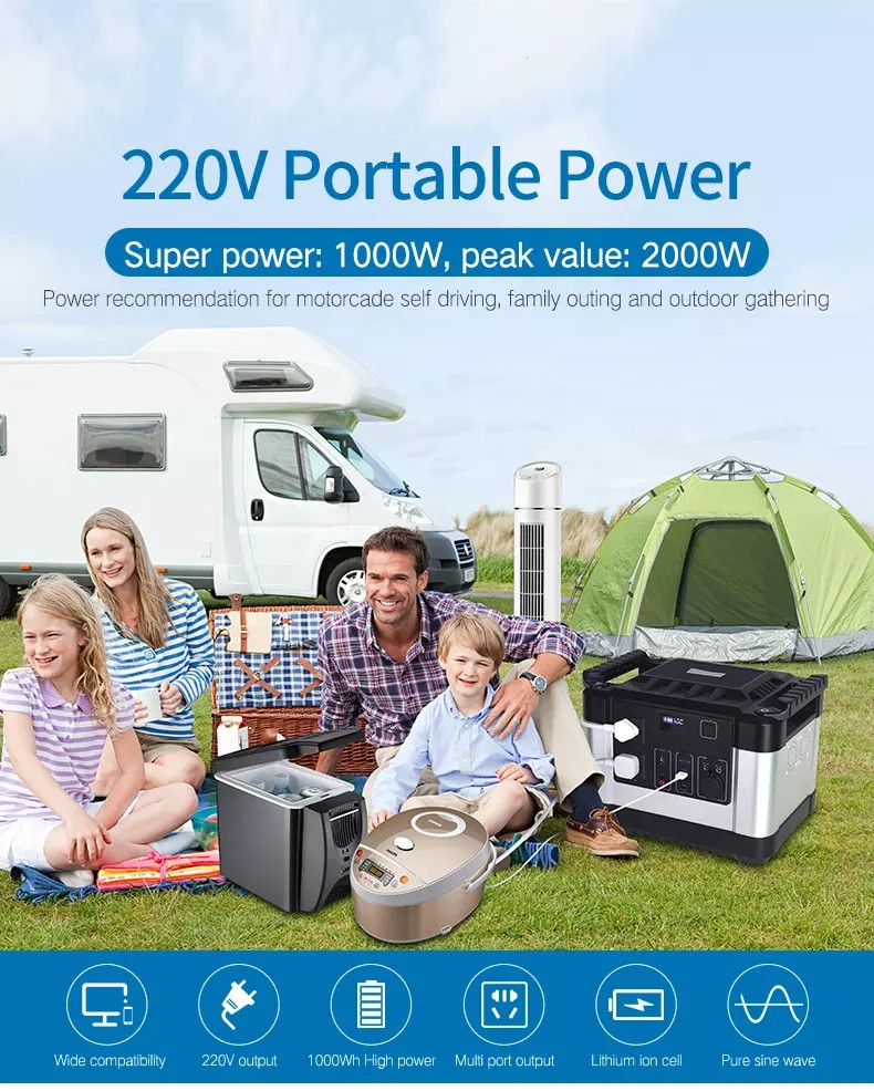 200-240V 1000W Solar Generator Battery Charger 300000mAh Outdoor Energy 1100wh