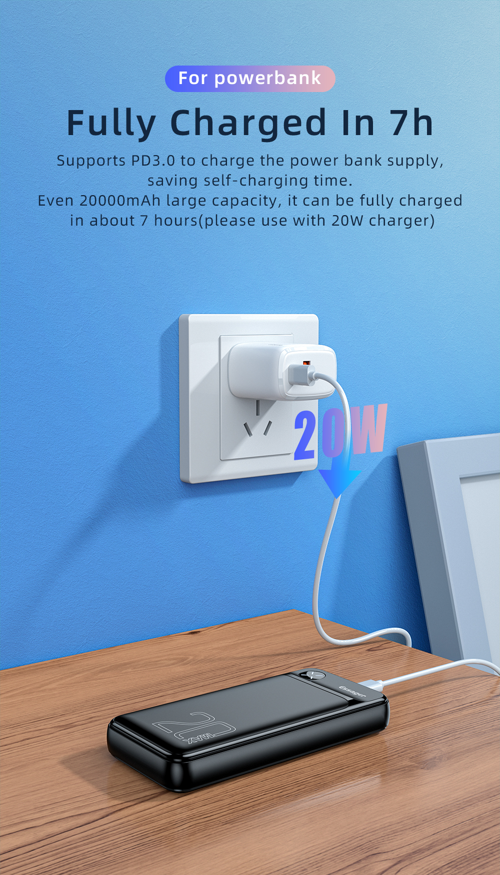 Essager Latitude Portable Power Bank Charger 20000mAh 3 Output 2 Input