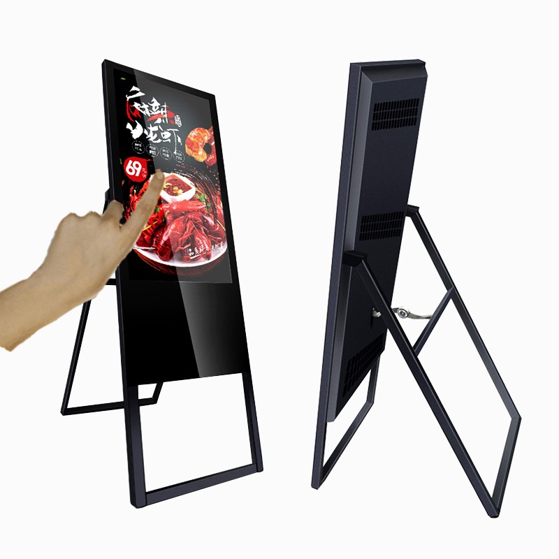 floor stand foldable 32" 43" 49" 55" inch LCD signage E-board display with touchscreen for shop restaurant interactive AD totem