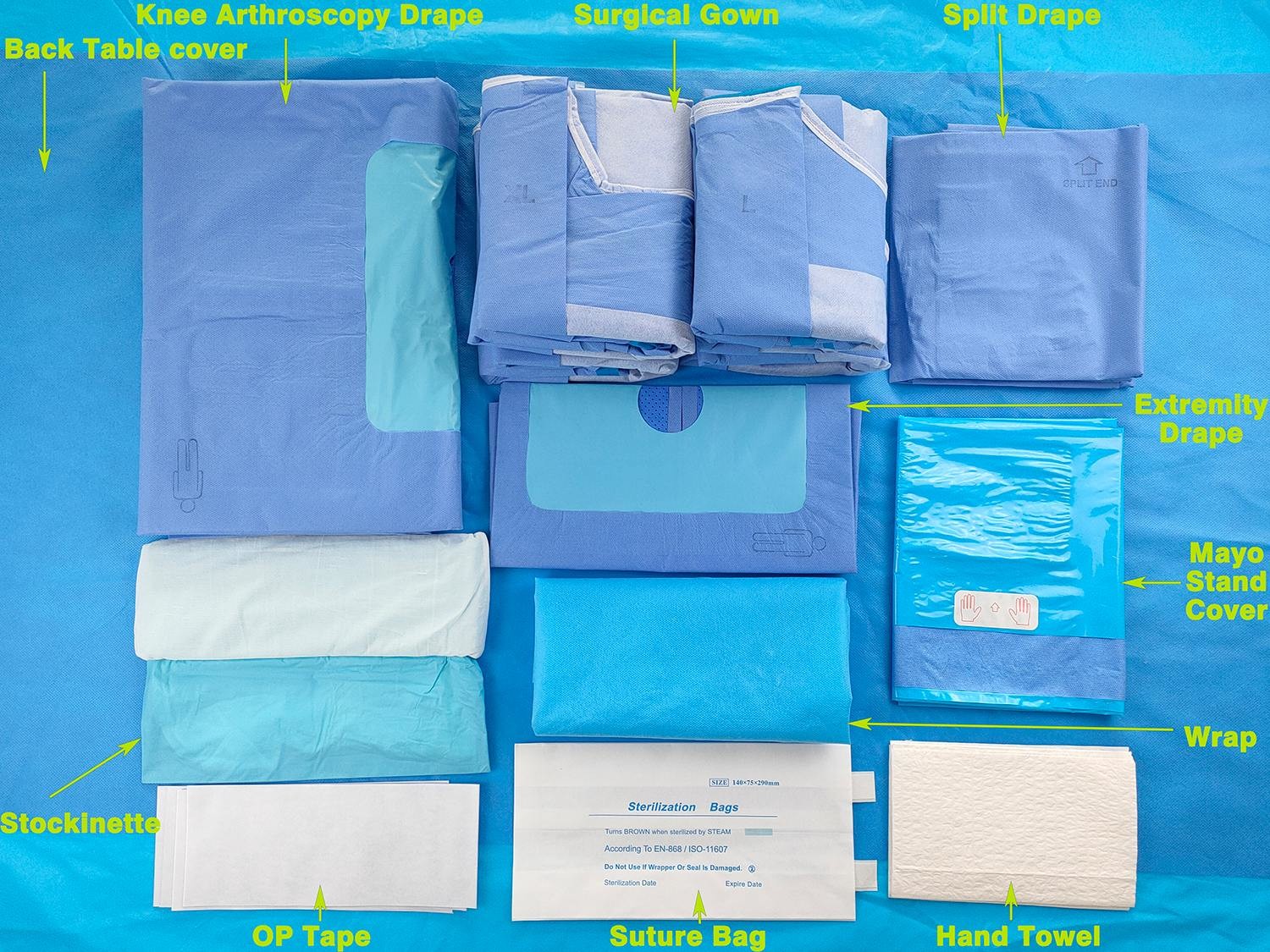 Breathable Blue Arthroscopy Drape With SMS Fabric OEM Service Available For Knee Orthopedic Surgery