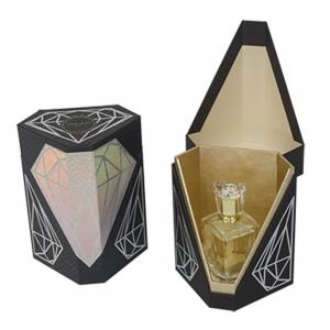 China Flip Shape Display Luxury Packaging Boxes Perfume Embossing MDF Board wholesale