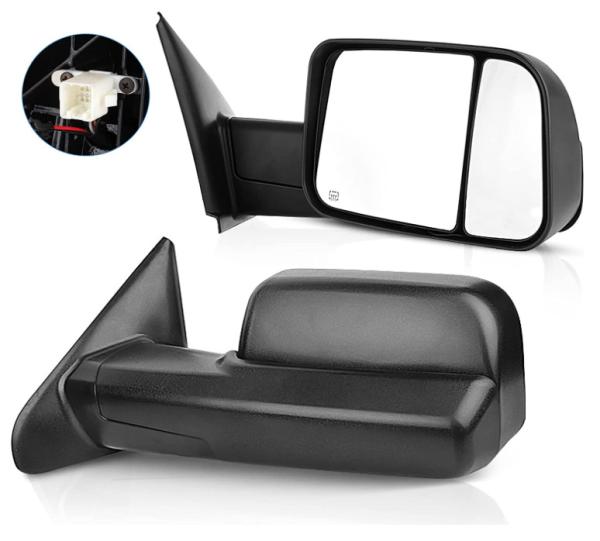 Weatherproof Black Side View Mirrors Car Exterior Mirror Plane Glass For Dodge