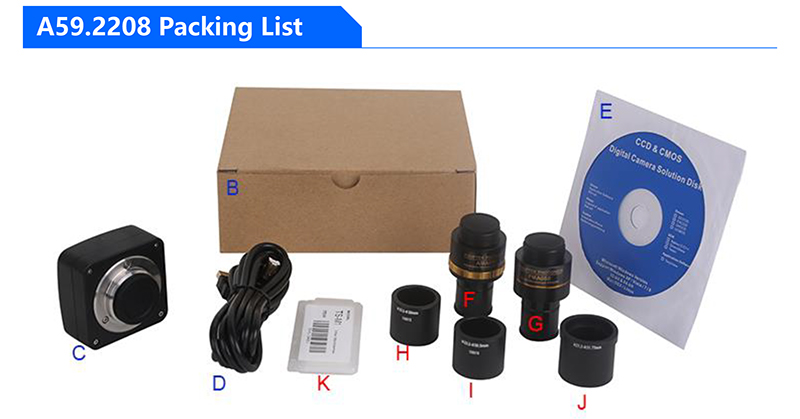 A59.2208 Microscope Accessories Usb 2.0 Cmos Digital Camera 0.35m~12m