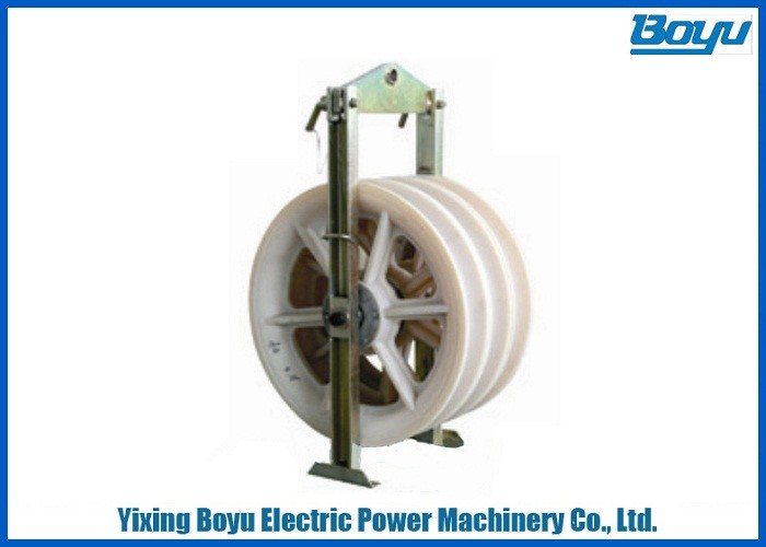 Galvanized Steel Frame Three Nylon Wheels Electric Cable Pulley Transmission Line Stringing Tools