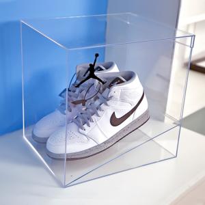 China Plexiglass Clear Acrylic Shoe Display Box Storage Stackable Sports Shoe Box Case on sale