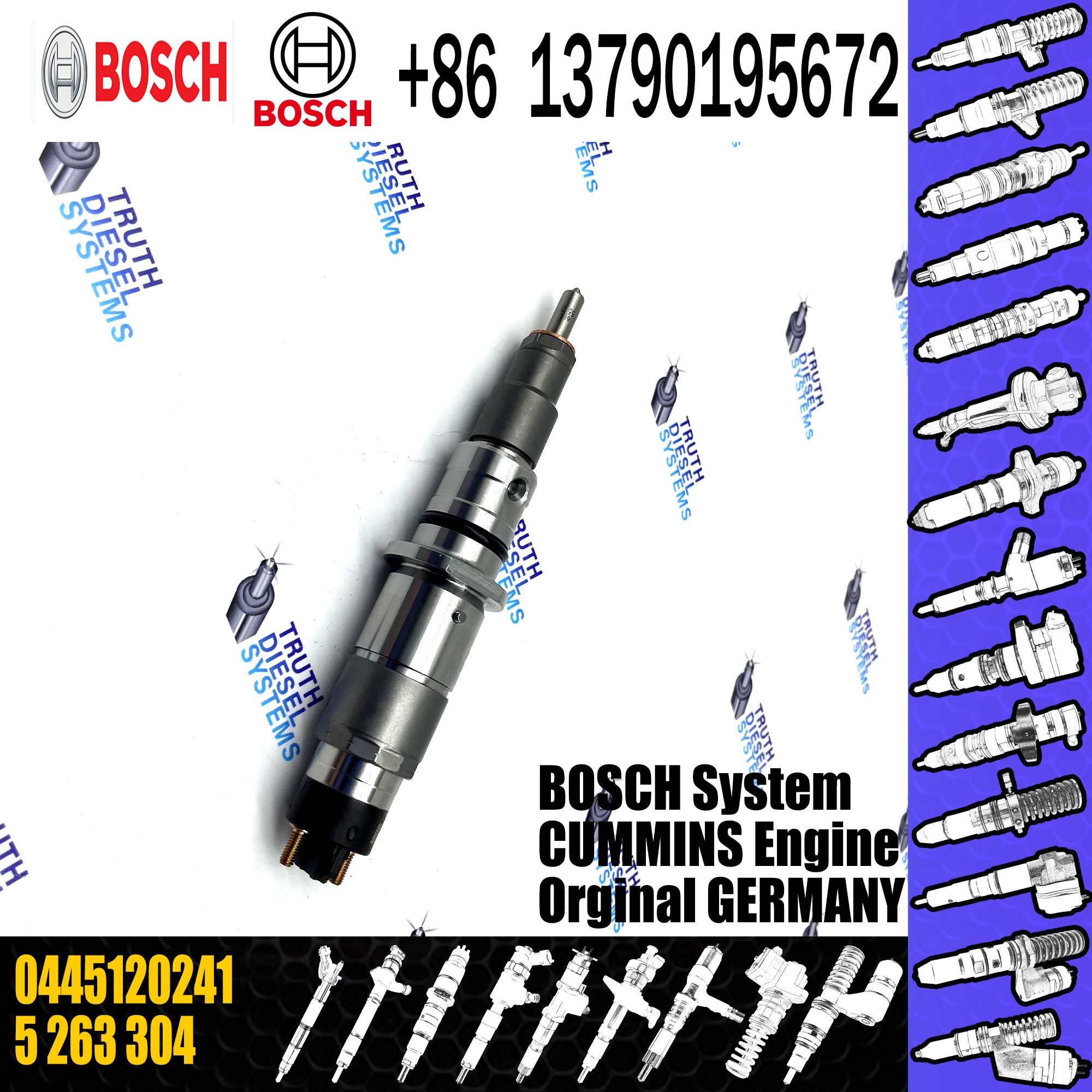 Diesel Common Rail Fuel Injector 0445120070 0445120241 for Cummins 3976631 4930485 5263304 0 445 120 070
