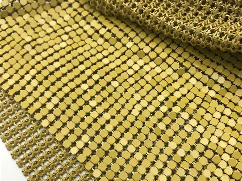 Soft Flexible 3mm Metal Sequin Mesh Gold Aluminum Haute Garments Fabric