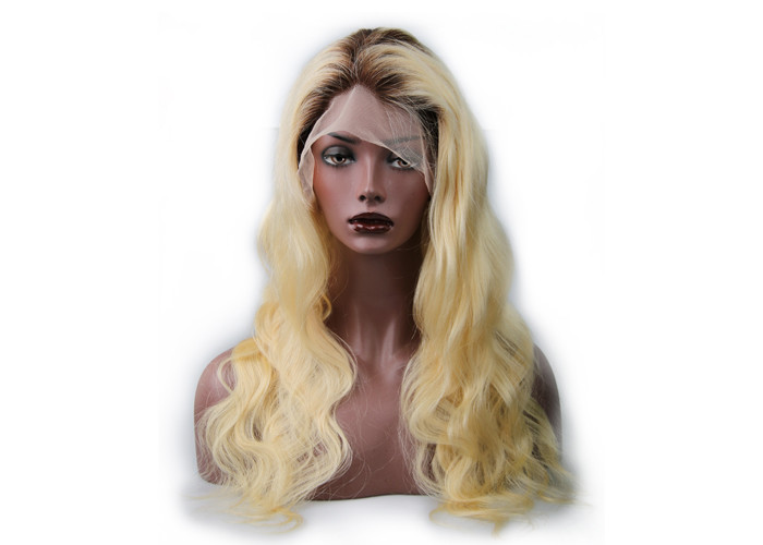 Swiss Lace 24 Inch Human Hair Wigs For Black Women / Curly Body Wave