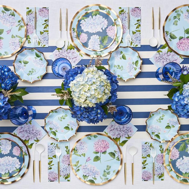 Customize Hydrangea Theme Table Setting Party Decoration Disposable Paper Plates Party Supplies For Tea Party