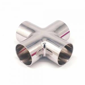 China Food Grade Stainless Steel Sanitary Cross Fitting 4 Way Butt Weld Sanitary Fitting on sale