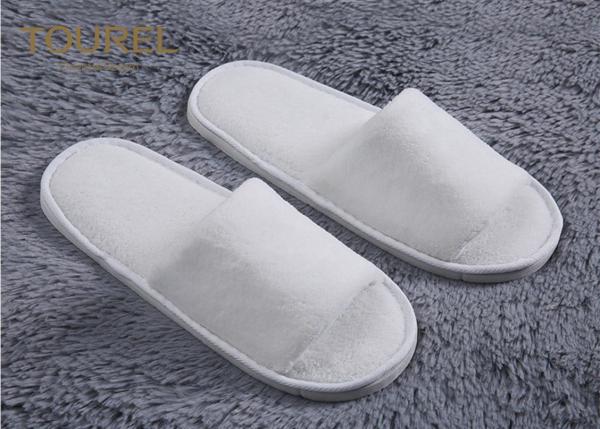 Quality Nature Cotton Custom Hotel Slippers For Men And Women Open Toe Terry Cloth Slippers for sale