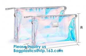 China Glossy Rainbow Hologram Vinyl Cosmetic Pvc Bag With Zip Closure,Hologram zipper pvc cosmetic bag on sale