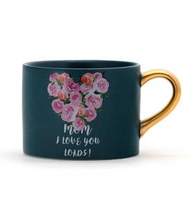 China Lovely Mothers Day Crockery Elegant Design Mom Gift Ceramic Mug Coffee With Gold Handle wholesale